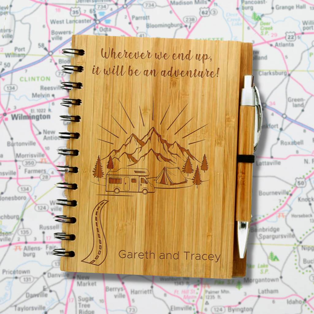 Personalised Eco Bamboo Road Trip Travel Journal, 1 of 7