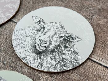 Set Of Four Round Farm Animal Coasters, 5 of 5