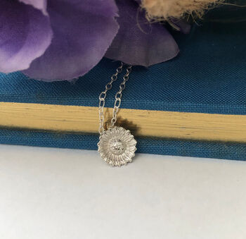 Mother's Day Sterling Silver Mini Sunflower Necklace, 8 of 12