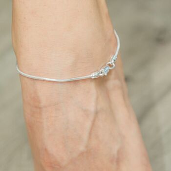 Sterling Silver Slim Minimalistic Snake Chain Anklet, 4 of 6