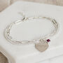 Sterling Silver Engraved Heart Paperclip Bracelet, thumbnail 5 of 9