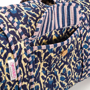 Serendipity Cotton Duffel Bag Indigo Ikat, 2 of 5