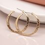 Large Gold Plated Hammered Hoop Earrings, thumbnail 3 of 8