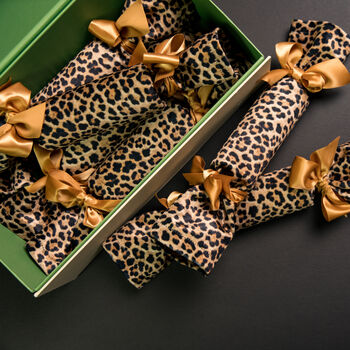 Six Leopard Print Reusable Crackers With Snaps, 6 of 7