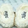 Cream Bunny Baby Slippers, Personalised, Gift Boxed, thumbnail 4 of 7