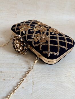 Black Velvet Handcrafted Clutch Purse, 7 of 8