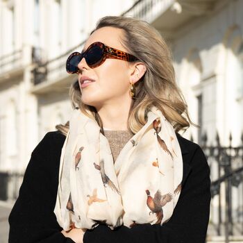 Pheasants Print Scarf In Personalised Gift Box, 3 of 8