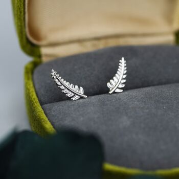 Sterling Silver Little Fern Leaf Stud Earrings, 4 of 12