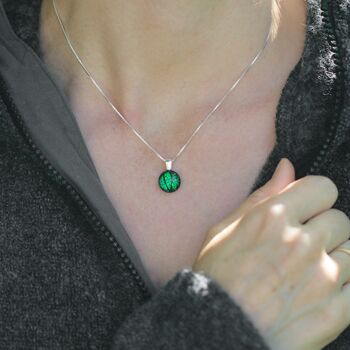 Emerald Green Fused Glass Pendant Necklace, 5 of 12