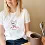 Personalised Christmas Bow And Dog, Unisex Organic T Shirt, thumbnail 1 of 7