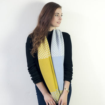 Triangle Knitted Circle Scarf In Piccalilli, 5 of 6