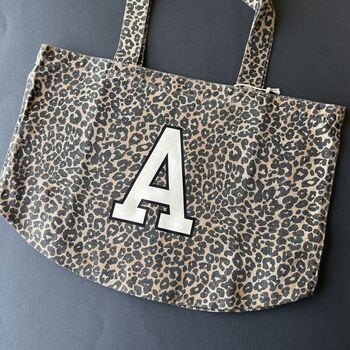 Personalised Initial Leopard Print Tote Bag, 3 of 3