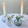 Set Of Two Round Clear Pressed Glass Vases Eight.5cm, thumbnail 3 of 4