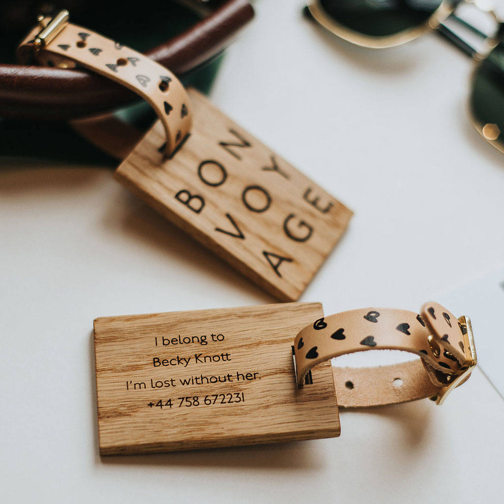 Personalised Wooden Luggage Tag Bon Voyage By Create Gift Love ...