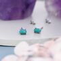 Genuine Green Turquoise Oval Stud Earrings, thumbnail 4 of 10