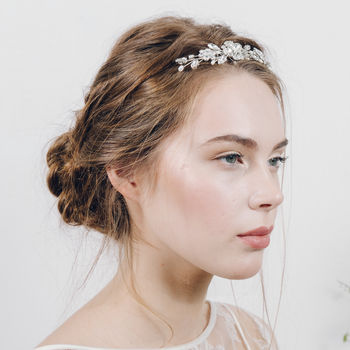 Swarovski Crystal And Pearl Wedding Veil Comb Lucille, 3 of 7