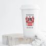 White Thermal Ceramic Travel Mug With Coat Of Arms, thumbnail 7 of 9