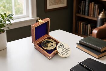 Personalised Signature Sundial Compass With Wooden Box, 9 of 12