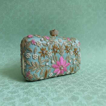 Floral Mint Green Clutch Bag, 4 of 12