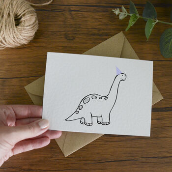 Dinosaur In A Party Hat Greeting Card, 4 of 4