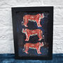 Navy Tiger Foiled Art Print, thumbnail 1 of 6