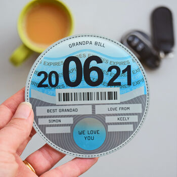 Personalised Tax Disc Coaster For Grandad, 2 of 4