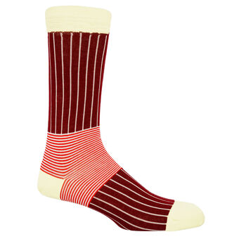 Oxford Stripe Burgundy Luxury Crew And Trainer Men Socks, 3 of 5