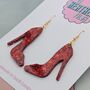 Red Glitter High Heel Earrings, thumbnail 4 of 4