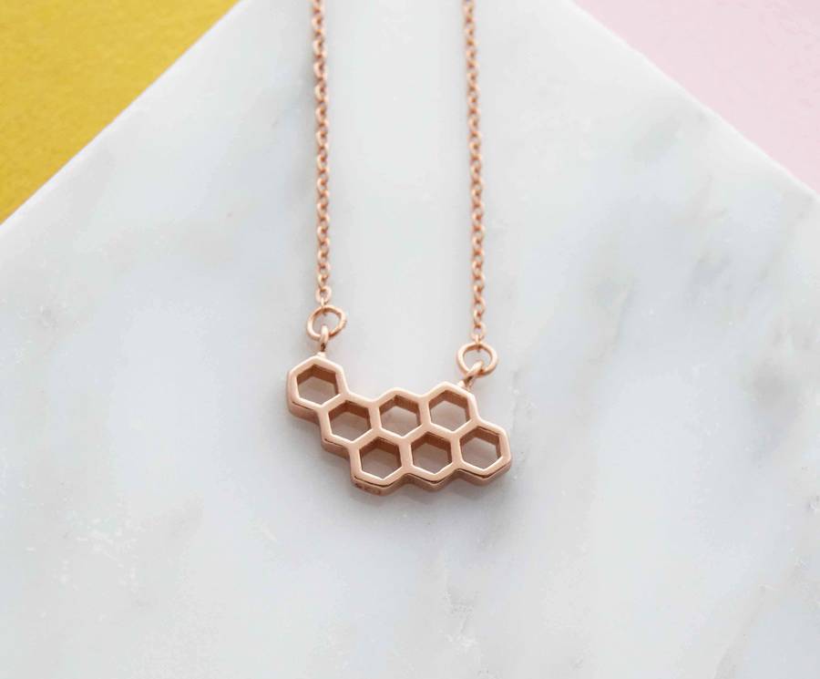 Honeycomb Geometric Necklace By Dainty Edge Jewellery 0374