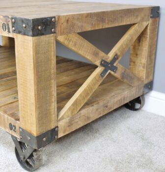 Industrial Wooden Coffee Table, 2 of 3