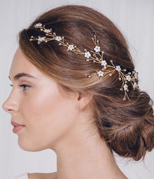 Gold, Silver Or Rose Gold Floral Wedding Hairvine Evie, 2 of 12