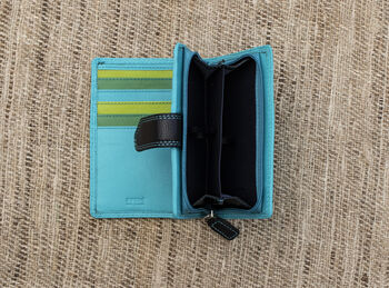 Turquoise Multi Colour Leather Purse Wallet Rfid, 11 of 11