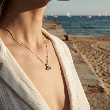 Siren’s Teardrop Sky Blue Topaz Necklace Gold Or Silver, 2 of 5