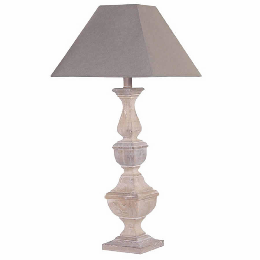 Elegant Tall Wooden Table Lamp Complete With Shade By Cowshed Interiors