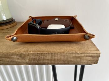 Personalised Tan Leather Accessories Valet Tray, 7 of 12
