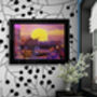 Retro Futurism Vaporwave Sunset Wall Art, thumbnail 4 of 8