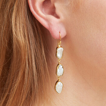 Baroque Pearl Gold Plated Silver Statement Earrings, 3 of 6