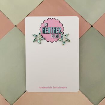 Twinkle Tide Small Starfish Glitter Resin Earrings, 4 of 7