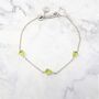 Peridot August Birthstone Minimalist Silver Bracelet, thumbnail 1 of 4