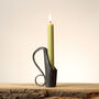 6th Iron Anniversary Gift Hand Forged Dinner Candle Holder With Curved Handle, thumbnail 1 of 7