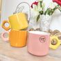 Set Of Three Retro Mug With Flower Handle, thumbnail 2 of 3