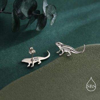 Sterling Silver Tiny Bearded Dragon Stud Earrings, 5 of 12