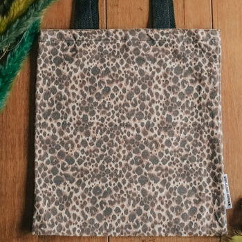 Cotton Canvas Leopard Print Shopper Tote Bag, 4 of 4