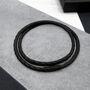 Men's Double Strand Woven Slim Leather Black Clasp Bracelet, thumbnail 1 of 3