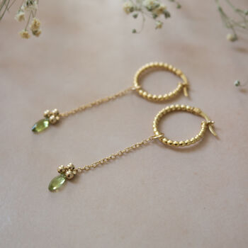 She Blooms Hoops Gold Vermeil And Peridots, 8 of 8