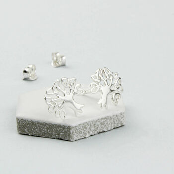 Sterling Silver 50th Tree Of Life Ear Studs, 4 of 8