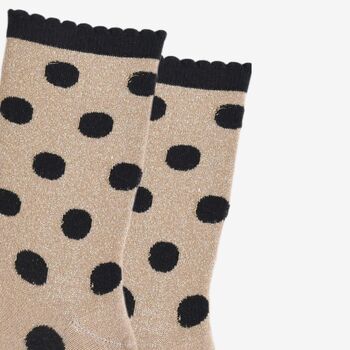Polka Dot Glitter Socks In Beige / Black, 2 of 5