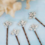 Set Of Five Diamante And Pearl Fan Bobby Pins, thumbnail 1 of 4