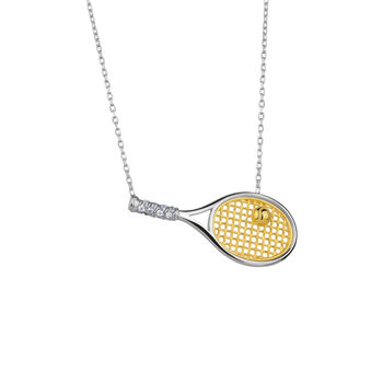 Sterling Silver Tennis Racket Necklace, 2 of 5