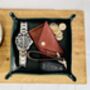Personalised Dark Racing Green Leather Accessories Tray, thumbnail 9 of 12
